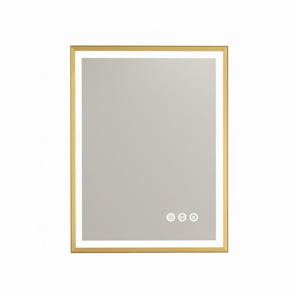 Luxury Gold Frame Rectangular LED Mirror