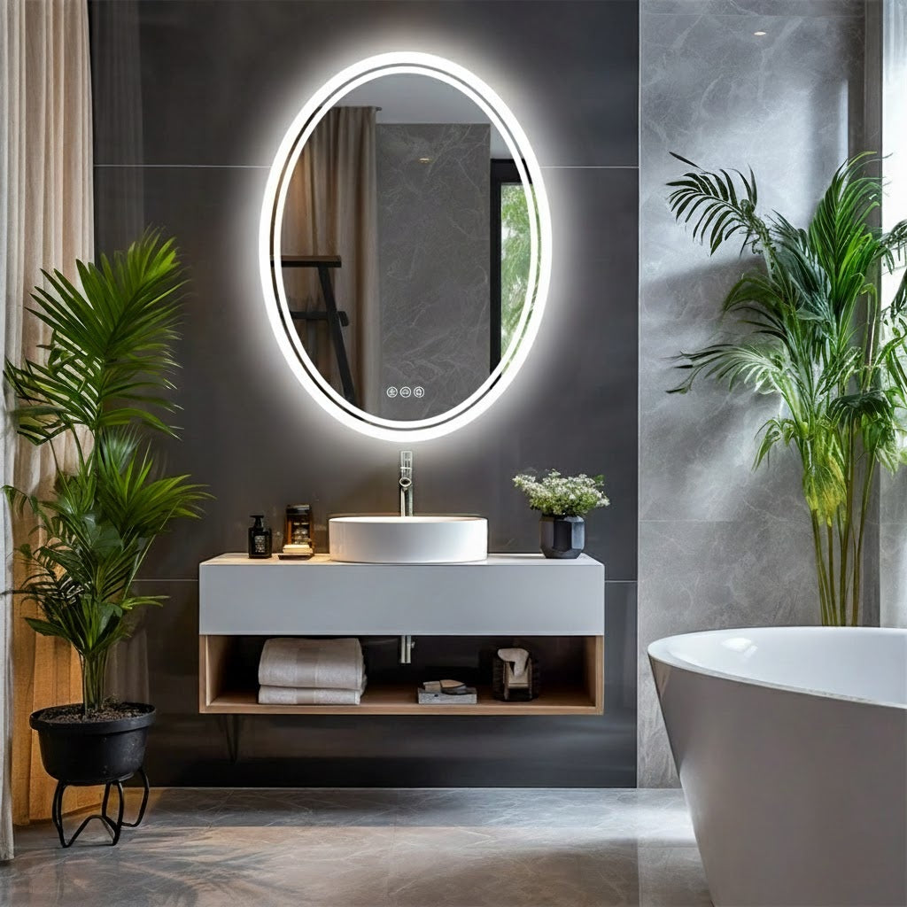 Oval Backlit LED Vanity Mirror with Memory Function