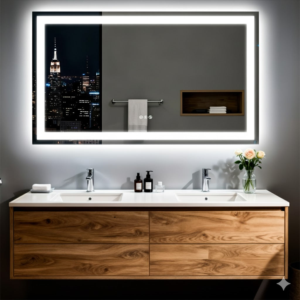 Dual Speaker Bluetooth Mirror with Tempered Glass