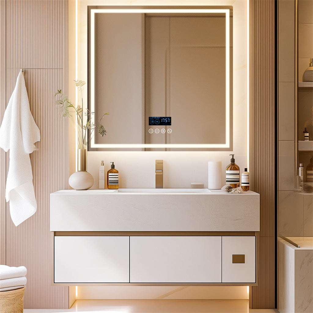 Large Square Bluetooth Mirror with Smart Display