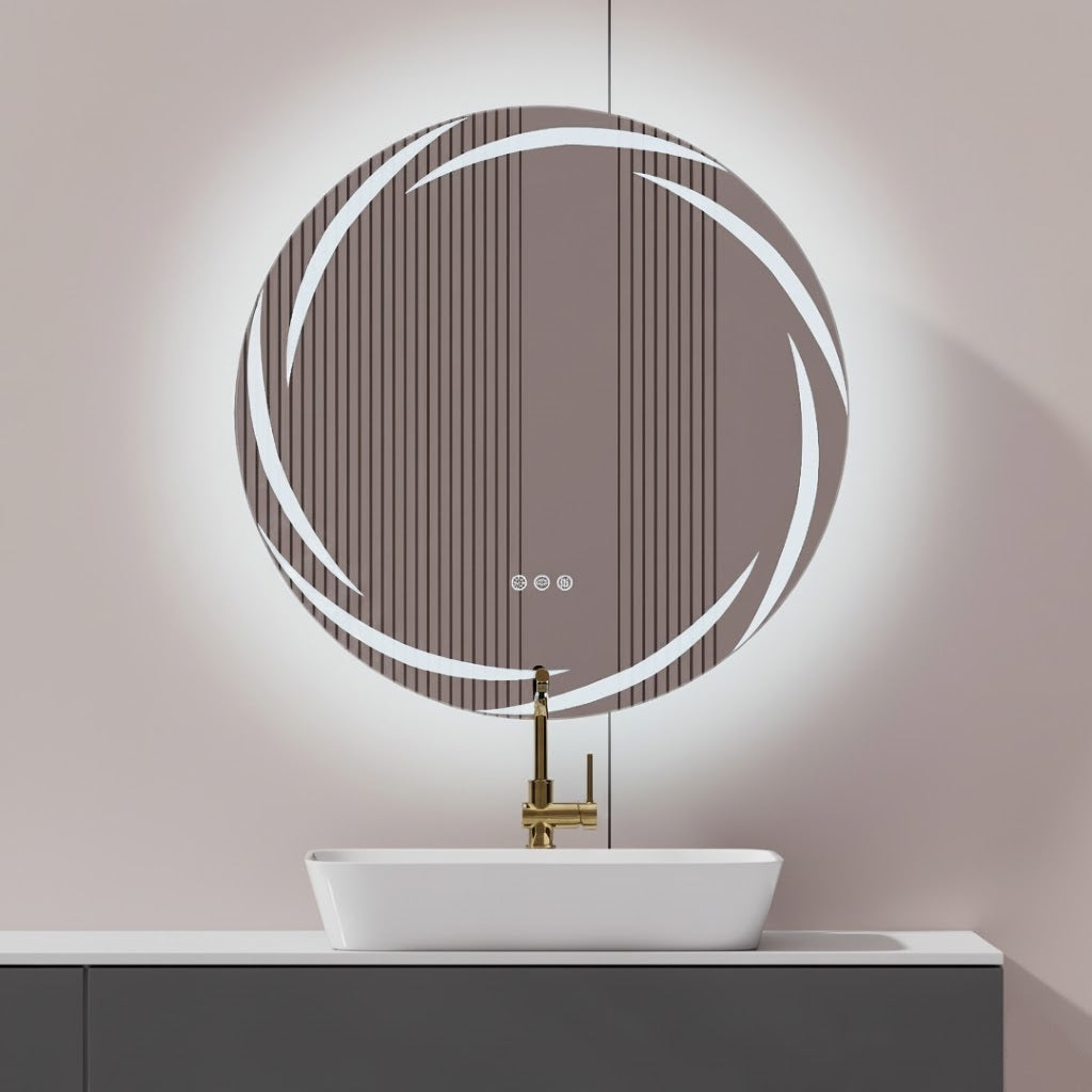 Frosted Edge Round LED Bathroom Mirror