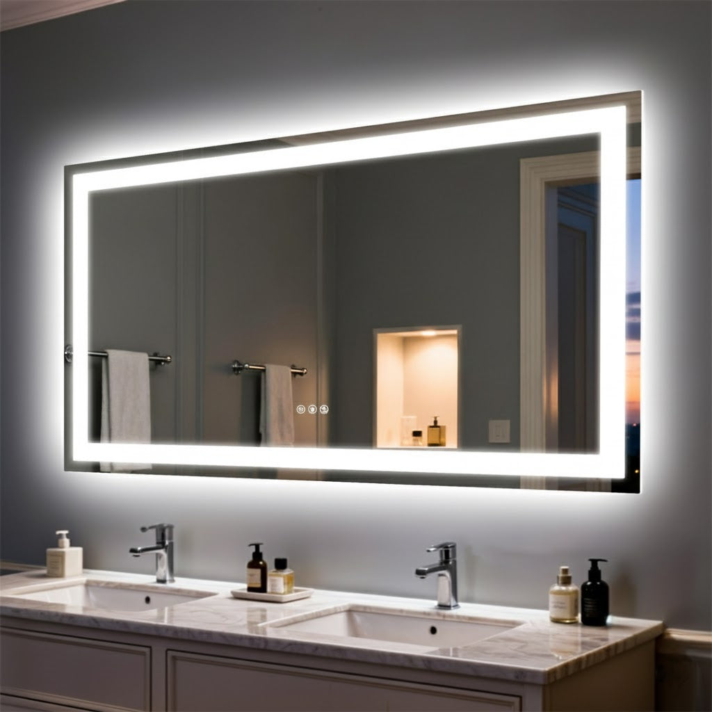 Dual Speaker Bluetooth Mirror with Tempered Glass