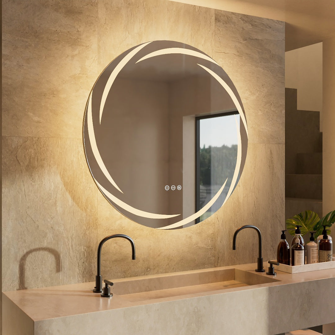 Frosted Edge Round LED Bathroom Mirror
