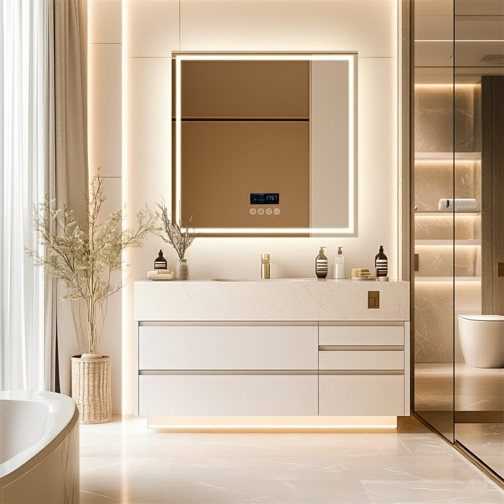 Large Square Bluetooth Mirror with Smart Display