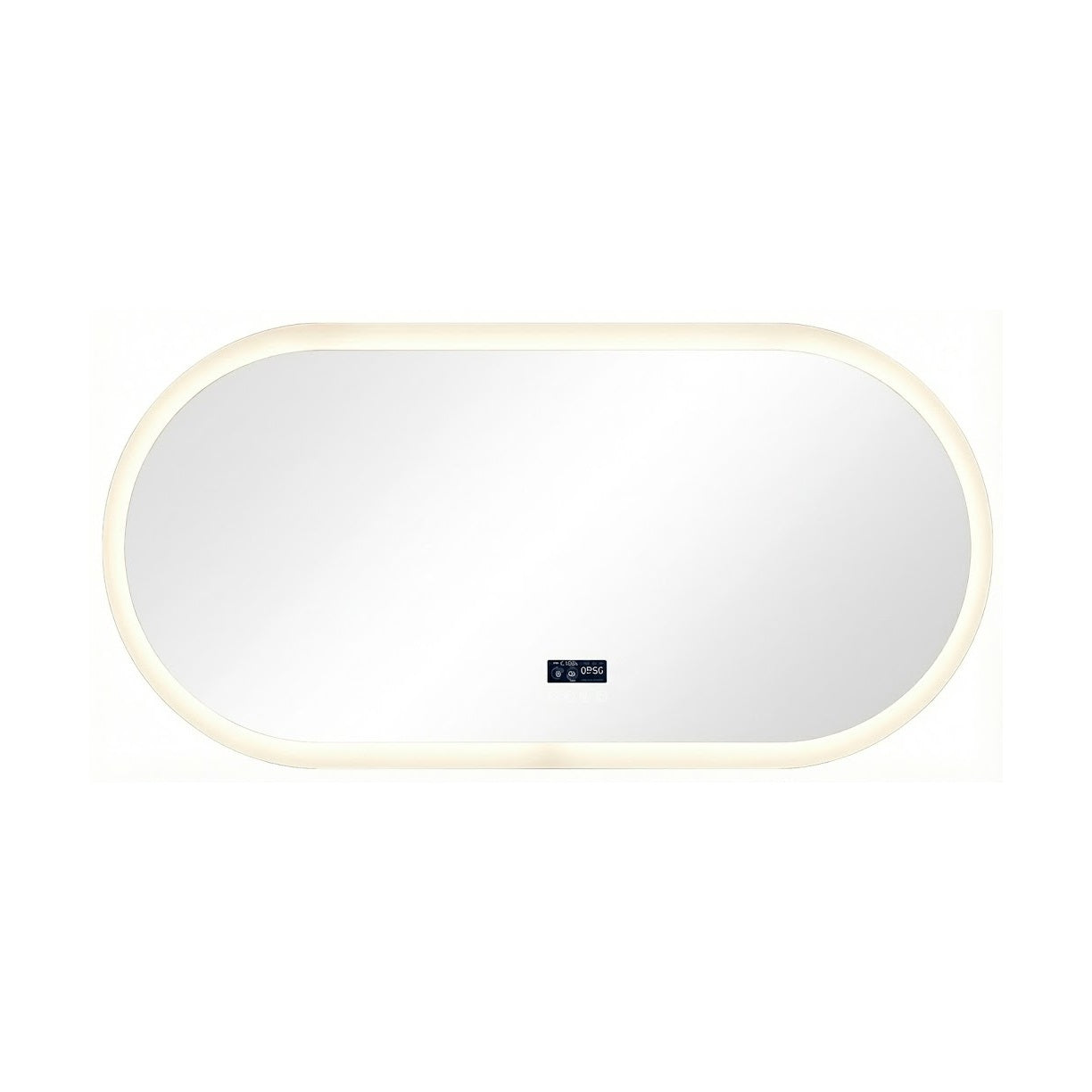 Smart Oval LED Mirror with Bluetooth Speaker & Info Display